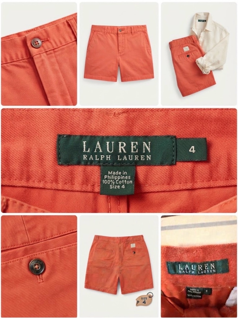 LAUREN Ralph Lauren Coral Cotton Bermuda Shorts
